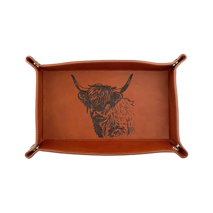 Highland Cow Leather Trinket Tray