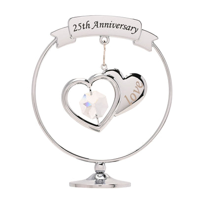 Crystocraft Chrome Circle Ring - 2 Hearts - 25th Anniversary