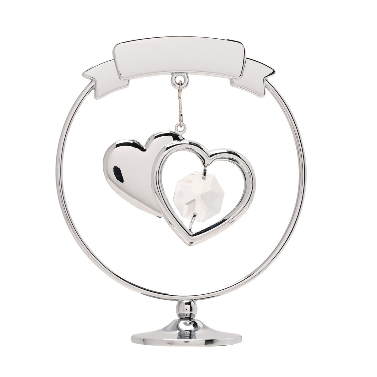Crystocraft Chrome Circle Ring - 2 Hearts - 25th Anniversary