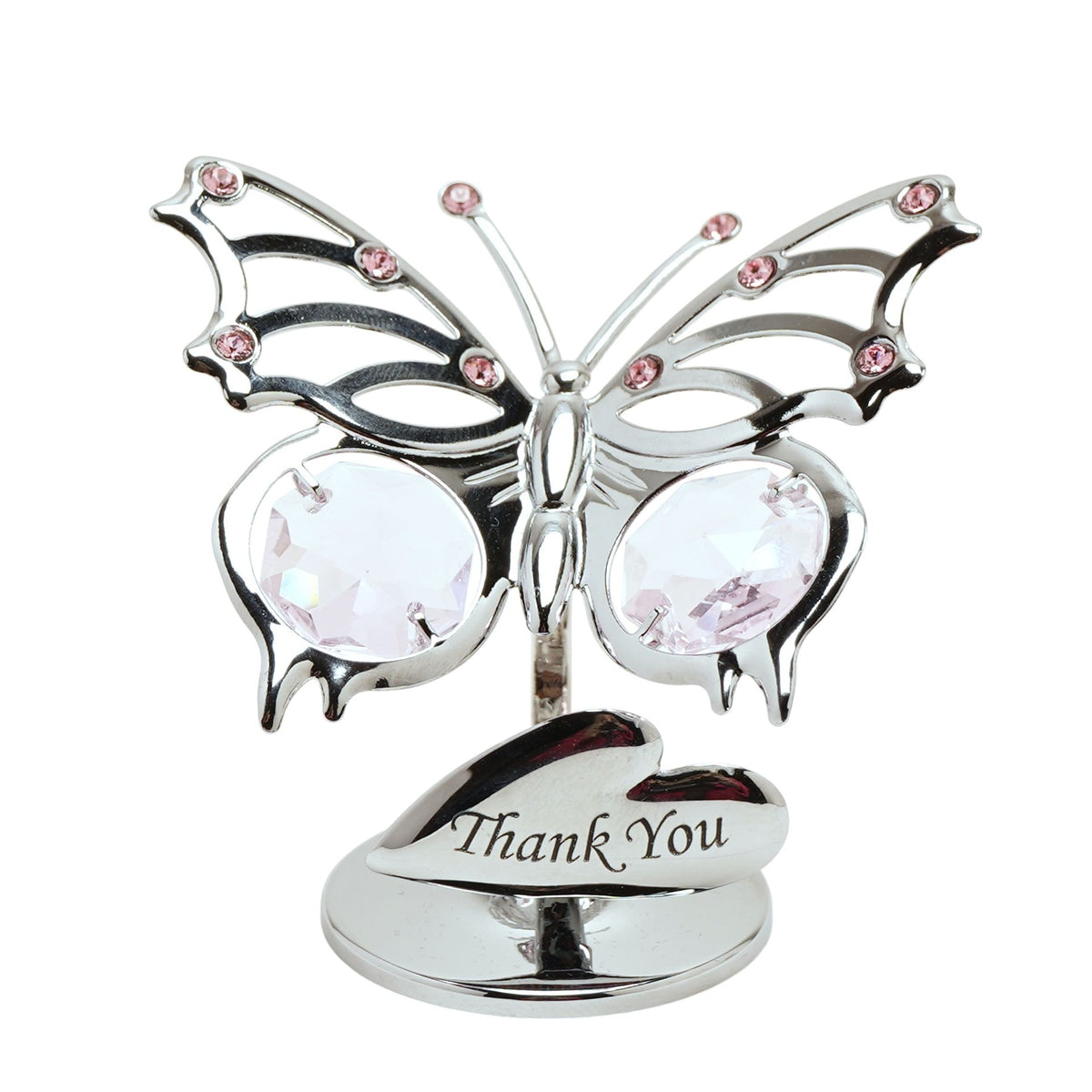 Crystocraft Chrome Plated Butterfly Plaque - Thank you