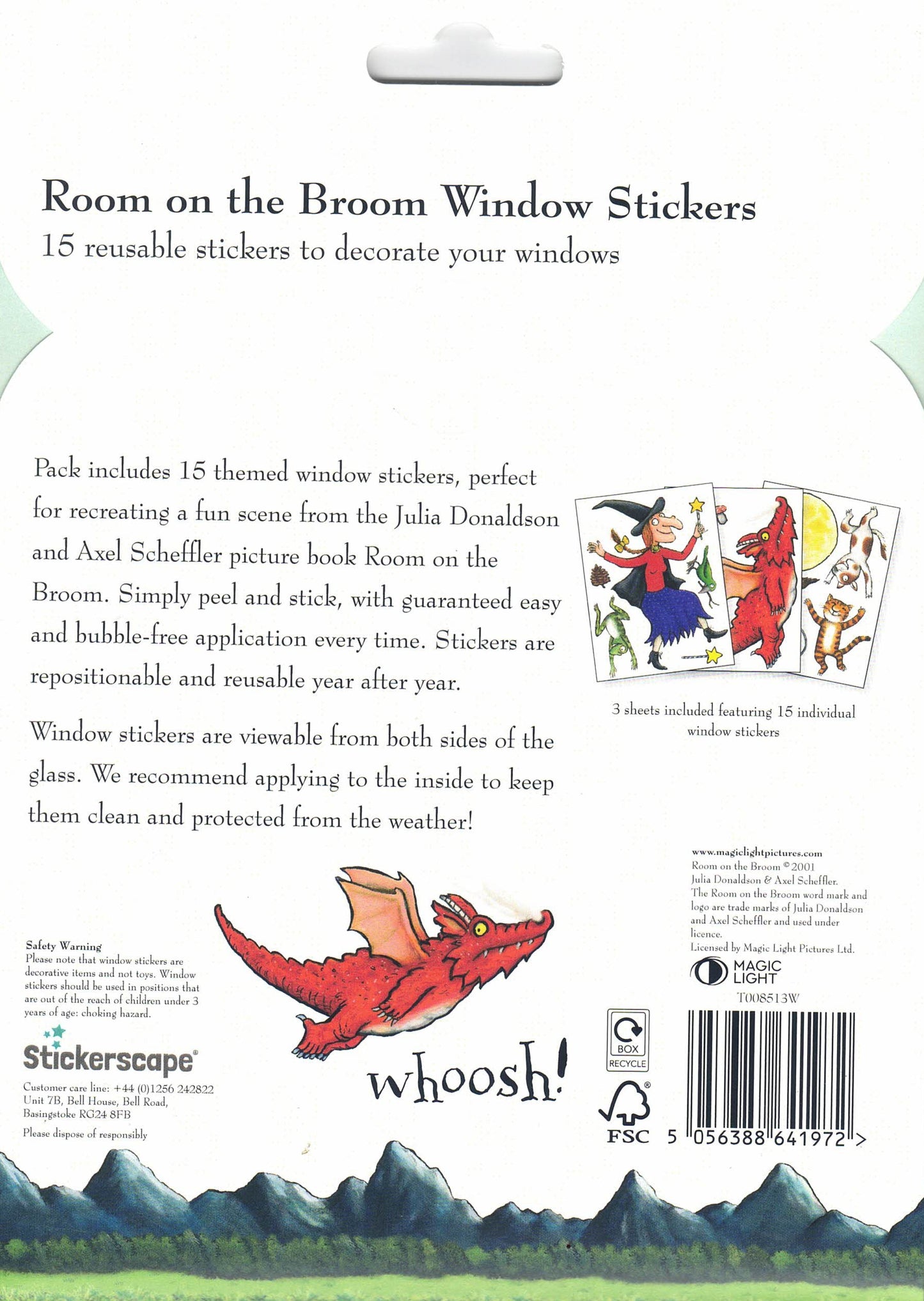 Room on the Broom Halloween Window Sticker Set