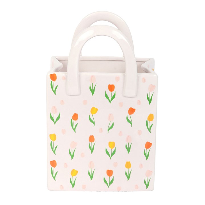 Tulip Print Ceramic Bag-Shaped Flower Vase