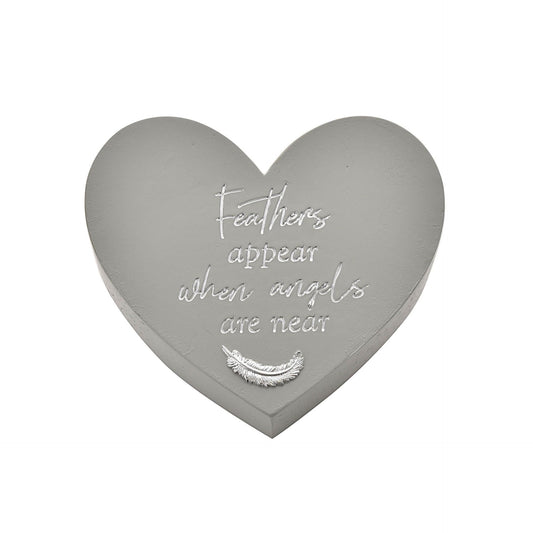 Thoughts of You Memorial Graveside Heart Plaque - Feathers