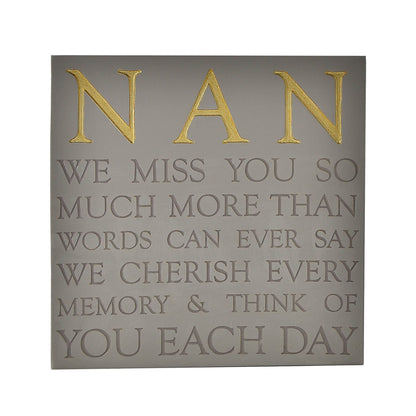 Thoughts of You Memorial Square Plaque - Nan