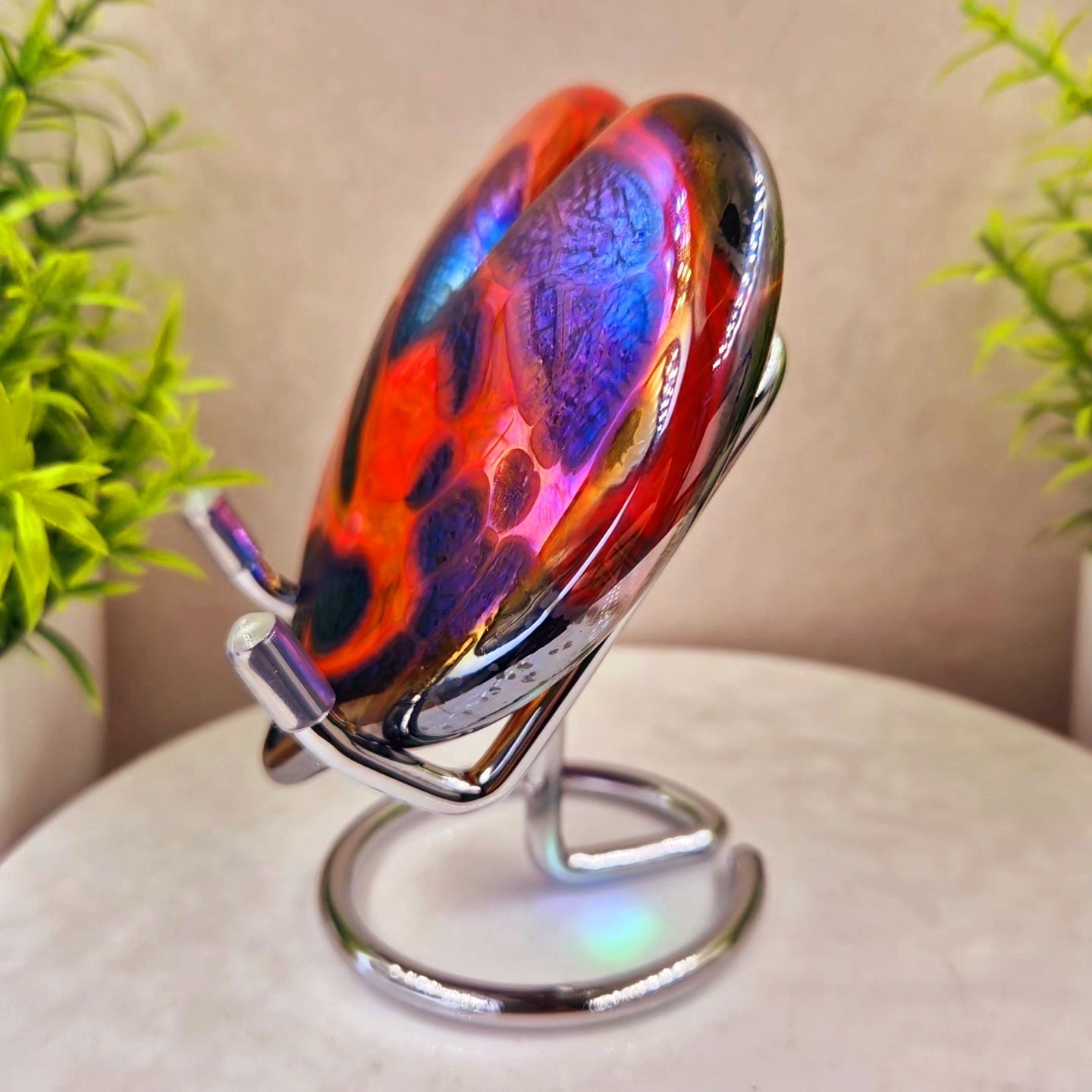 Iridescent Art Glass Heart Ornament