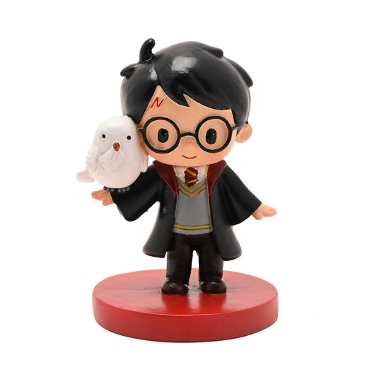 Harry Potter collectible figurine with robe, round glasses, holding owl