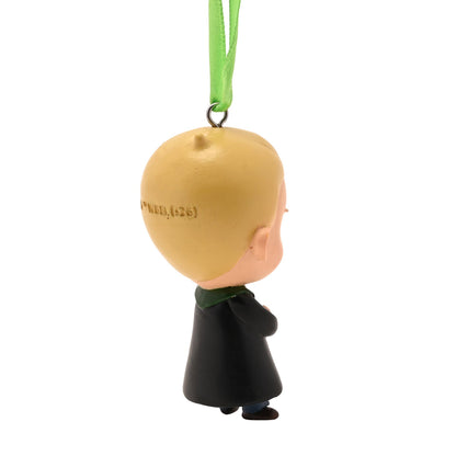 Back view of Draco tree decoration with green ribbon and black robe