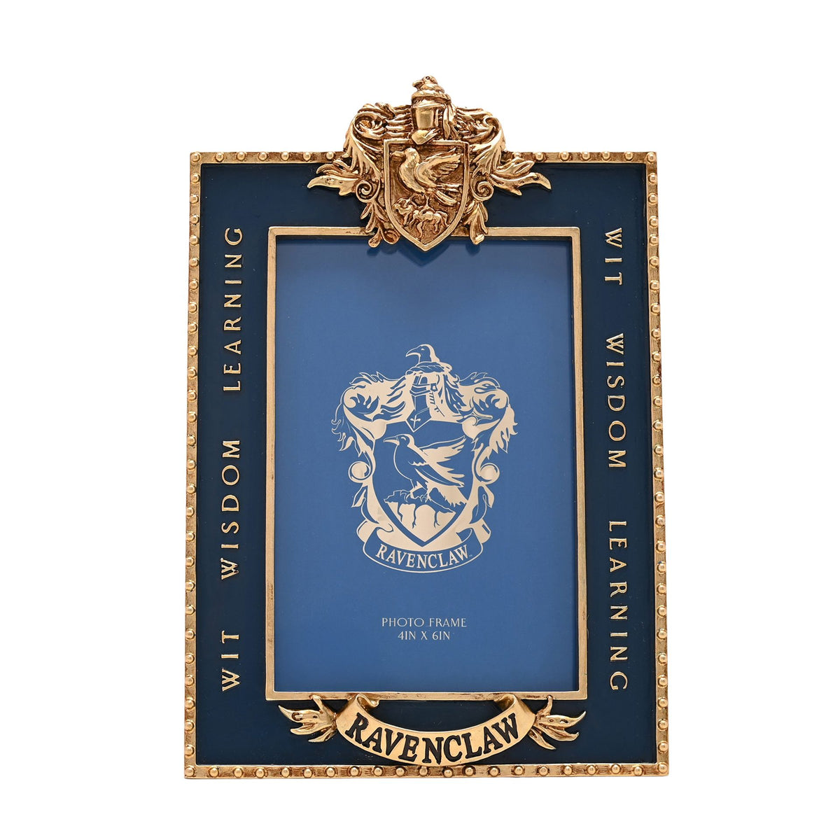 Ravenclaw crest photo frame with gold detailing, blue mat, and “Ravenclaw” banner