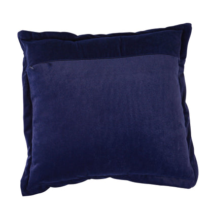 Navy velvet cushion with smooth back and piped edge