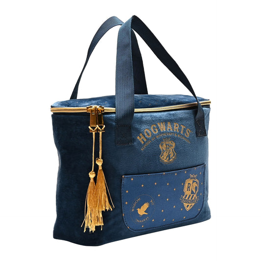 Ravenclaw Hogwarts blue lunch bag with side pocket, gold zipper pull, tassel