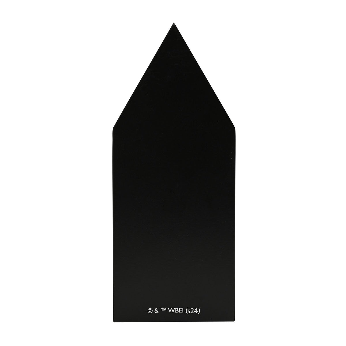 Black wooden plaque back side with small copyright text near the bottom