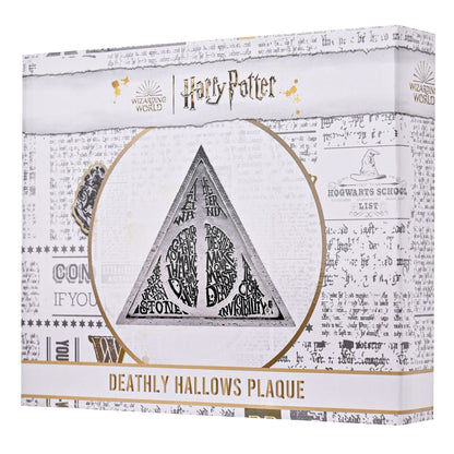 Deathly Hallows plaque in retail packaging with triangular symbol on the front