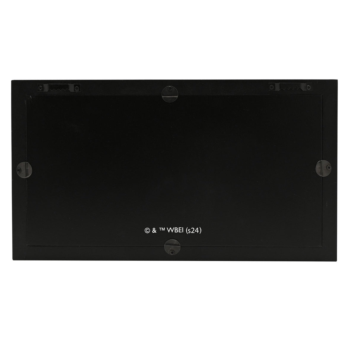 Back of mirrored plaque with corner mounts and © & ™ WBEI text