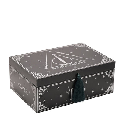 Black storage box with white “Deathly Hallows” emblem and “Power” side text