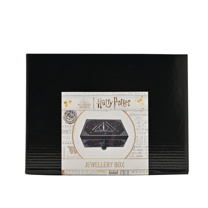 Black jewellery box packaging with “Harry Potter” label on top front