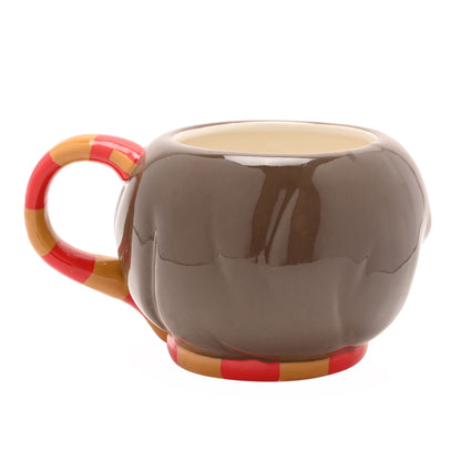 Harry Potter themed 3D character mug, side view with red-and-gold striped handle