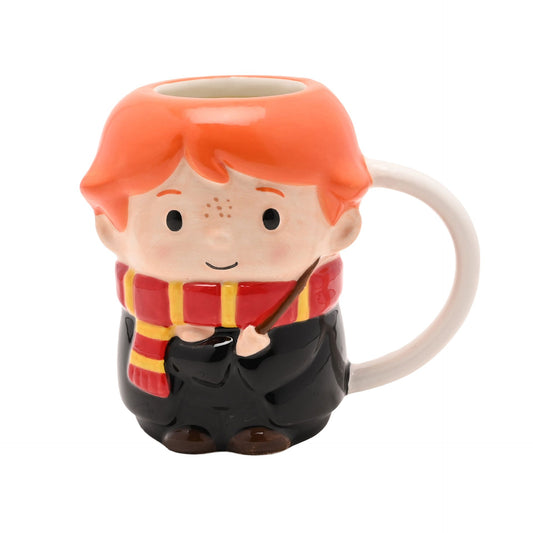 3D Ron character mug, orange-haired face with red and yellow striped scarf