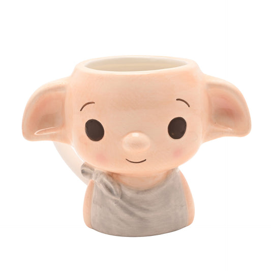 3D Dobby mug, smiling pale tan face with gray robe and two round eye dots