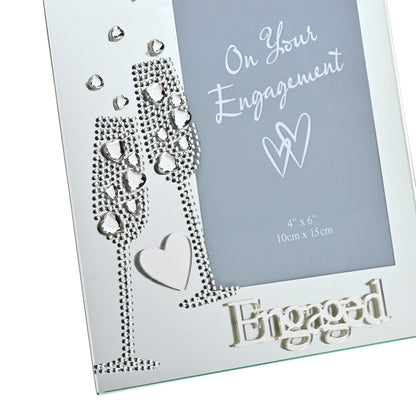 Mirror Frame 4" x 6" Flute/Crystal Heart - Engaged *(36/24)*