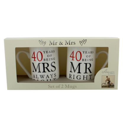 Mr & Mrs gift box, set of 2 mugs: MR RIGHT and MRS ALWAYS RIGHT