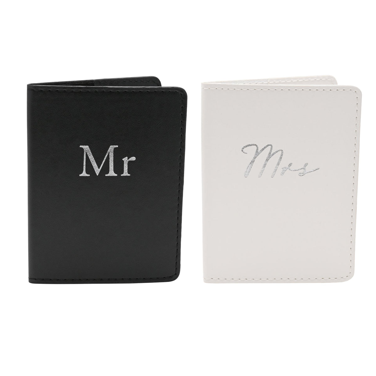 Amore Set of 2 Passport Holders Black & White - 'Mr & Mrs'