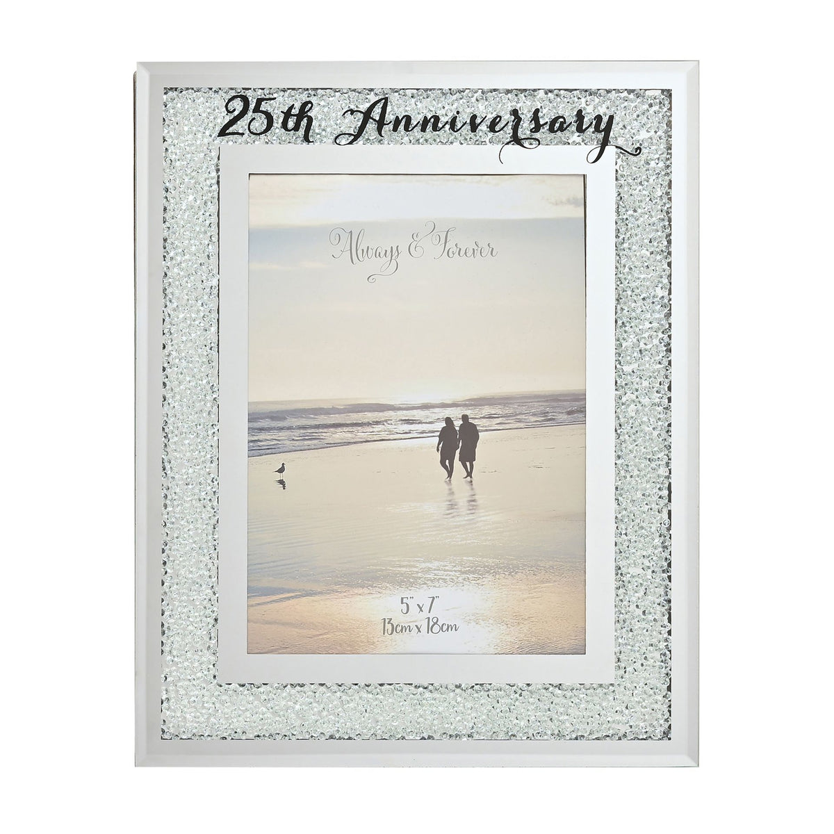 Celebrations Crystal Border Frame 5" x 7" - 25th Anniversary
