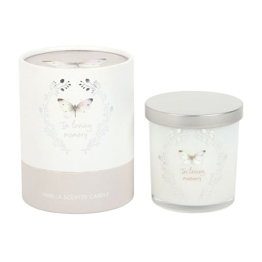 In Loving Memory White Butterfly Vanilla Candle