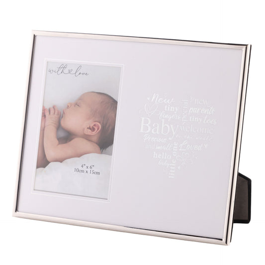 With Love Silver Heart Frame 4" x 6" - Baby