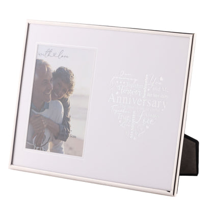 With Love Silver Heart Frame 4" x 6" - Anniversary