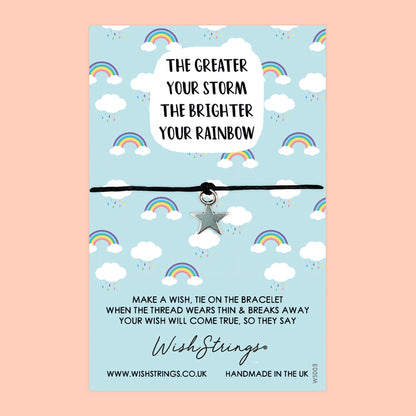 WishStrings ‘The Greater the Storm, the Brighter the Rainbow’ Wish Bracelet | Inspirational Gift | Meaningful Wish Bracelet for Positivity