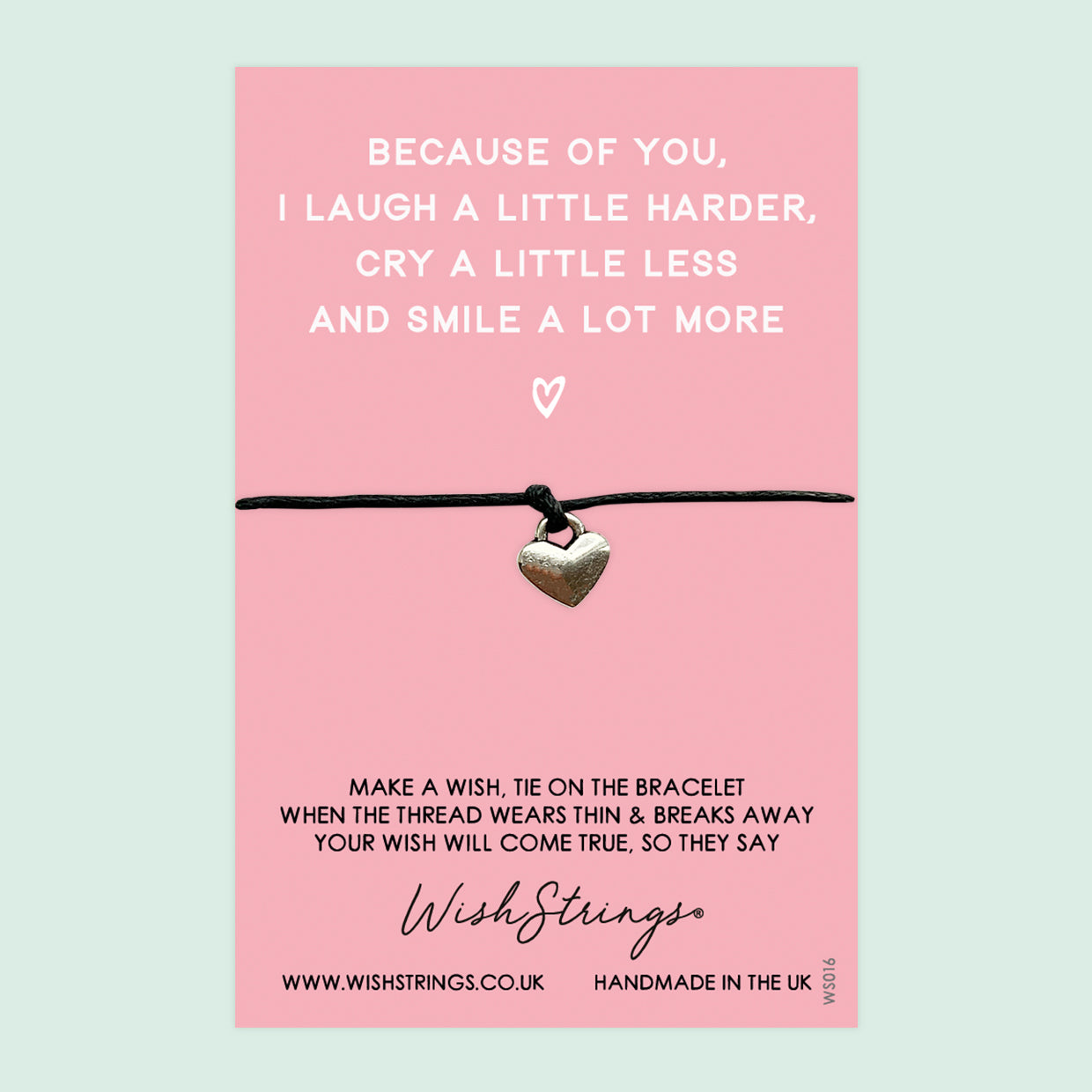 WishStrings ‘Because of You’ Wish Bracelet | Thoughtful Friendship Gift | Meaningful Thank You Bracelet for a Special Friend