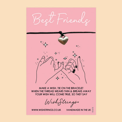 WishStrings ‘Best Friends’ Pinky Promise Wish Bracelet | Thoughtful Gift for Friendship | Meaningful BFF Bracelet for Besties