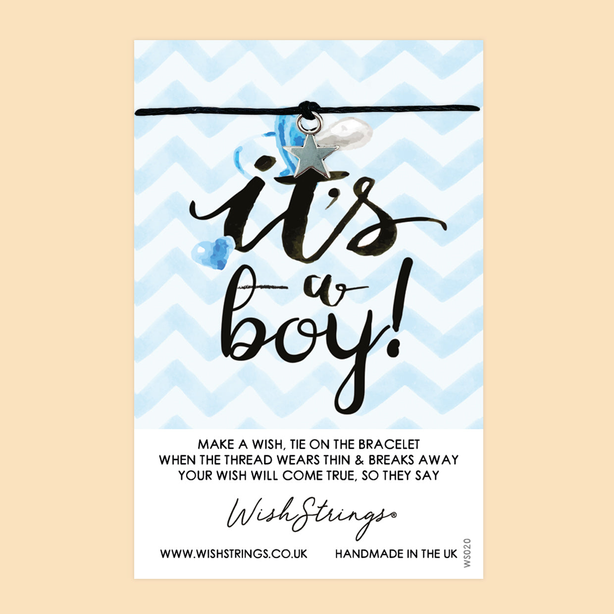 WishStrings ‘It’s a Boy’ Wish Bracelet | Thoughtful Gift for New Baby & Gender Reveal | Meaningful Keepsake for New Parents