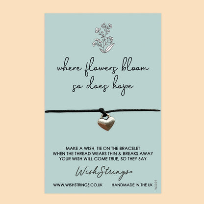 WishStrings ‘Where Flowers Bloom, So Does Hope’ Wish Bracelet | Thoughtful Pick-Me-Up Gift | Meaningful Thinking of You Bracelet