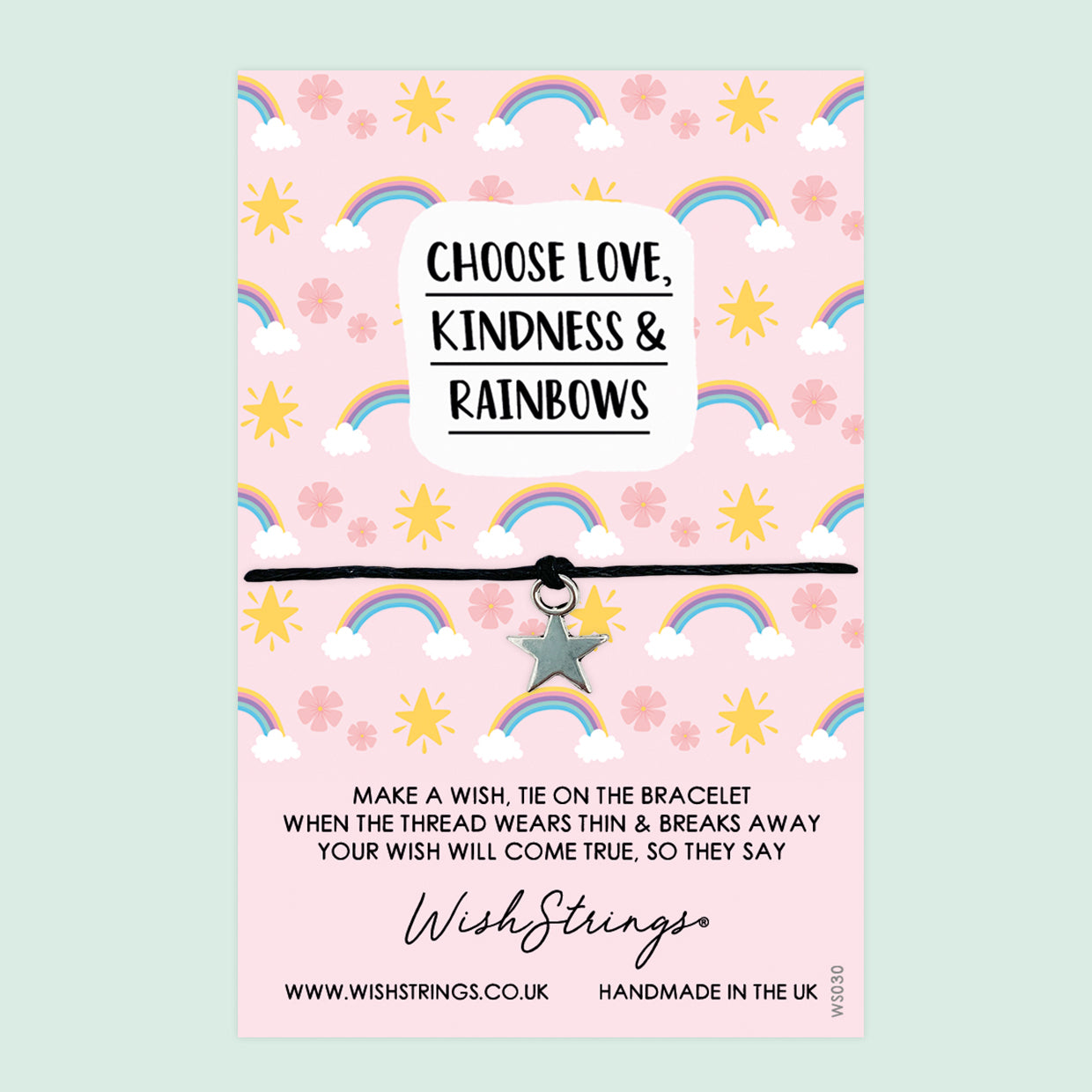 WishStrings ‘Choose Love, Kindness & Rainbows’ Wish Bracelet | Thoughtful Pick-Me-Up Gift | Meaningful Thinking of You Bracelet