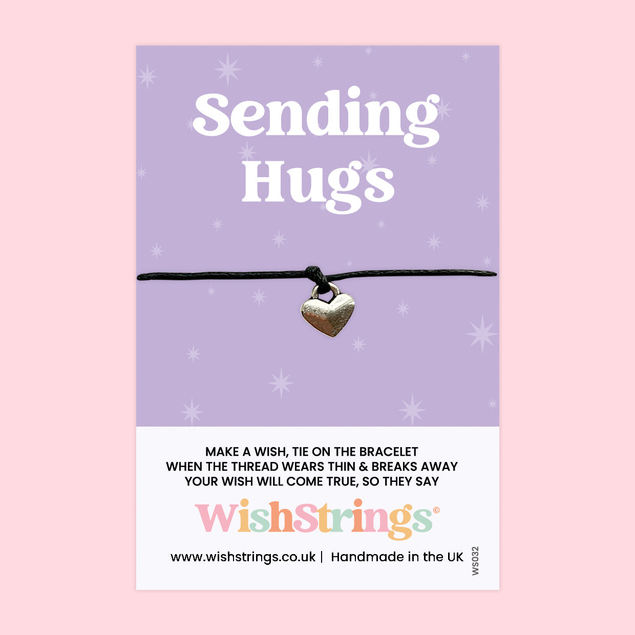 WishStrings ‘Sending Hugs’ Wish Bracelet | Thoughtful Pick-Me-Up Gift | Meaningful Thinking of You & Letterbox Hug