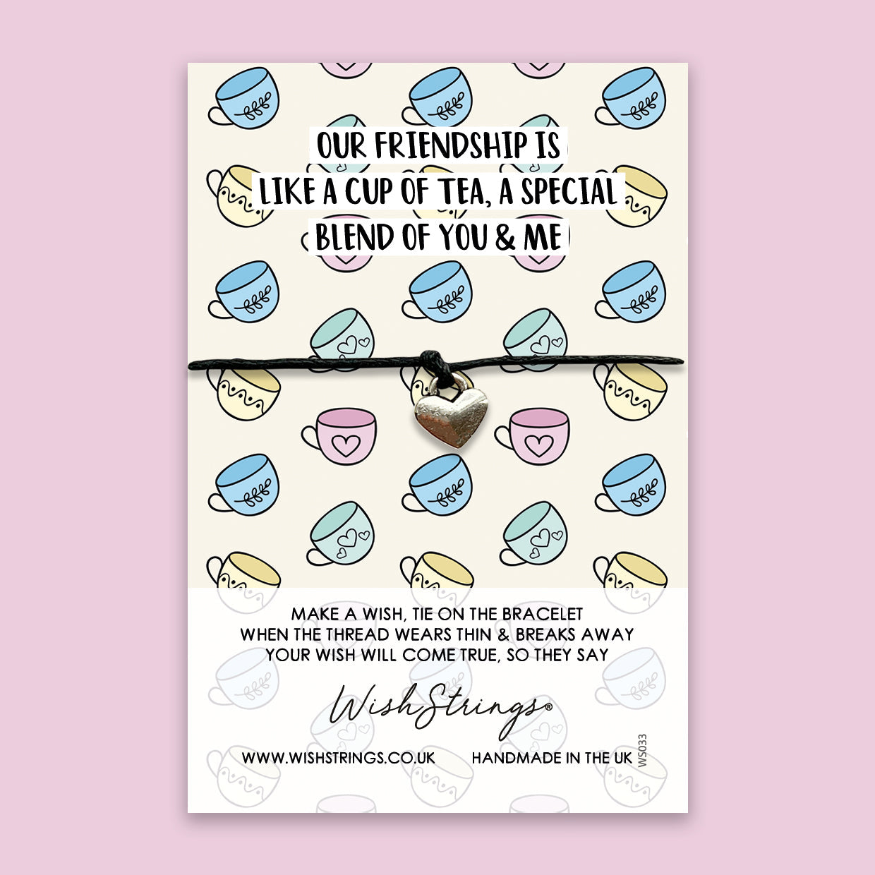 WishStrings ‘Friendship Is Like a Cup of Tea’ Wish Bracelet | Thoughtful Gift for Friends | Meaningful Thank You Friendship Bracelet