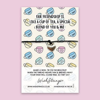 WishStrings ‘Friendship Is Like a Cup of Tea’ Wish Bracelet | Thoughtful Gift for Friends | Meaningful Thank You Friendship Bracelet