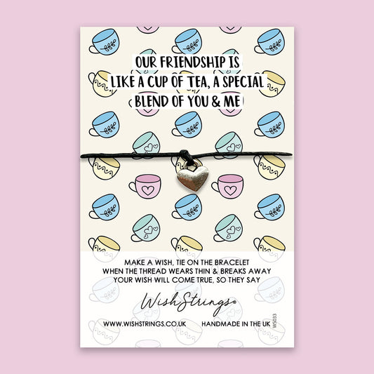 WishStrings ‘Friendship Is Like a Cup of Tea’ Wish Bracelet | Thoughtful Gift for Friends | Meaningful Thank You Friendship Bracelet