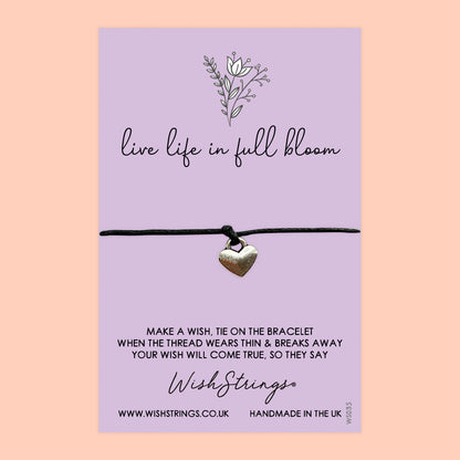 WishStrings ‘Live Life in Full Bloom’ Wish Bracelet | Thoughtful Positivity Gift | Meaningful Pick-Me-Up Bracelet for Encouragement