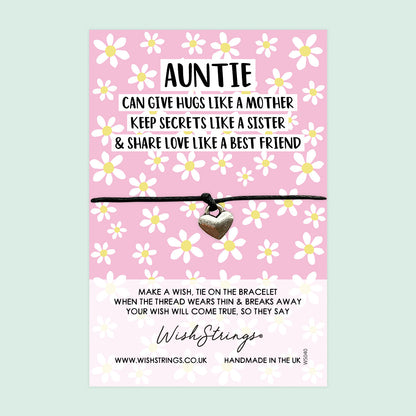 WishStrings ‘Auntie Poem’ Wish Bracelet | Thoughtful Thank You Gift for Auntie | Meaningful Bracelet to Show Love & Appreciation