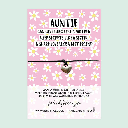 WishStrings ‘Auntie Poem’ Wish Bracelet | Thoughtful Thank You Gift for Auntie | Meaningful Bracelet to Show Love & Appreciation