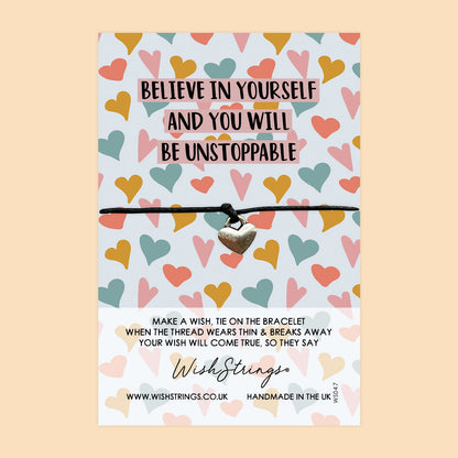WishStrings ‘Believe in Yourself’ Wish Bracelet | Positivity & Good Luck Gift | Meaningful Wish Bracelet for Exams & Encouragement