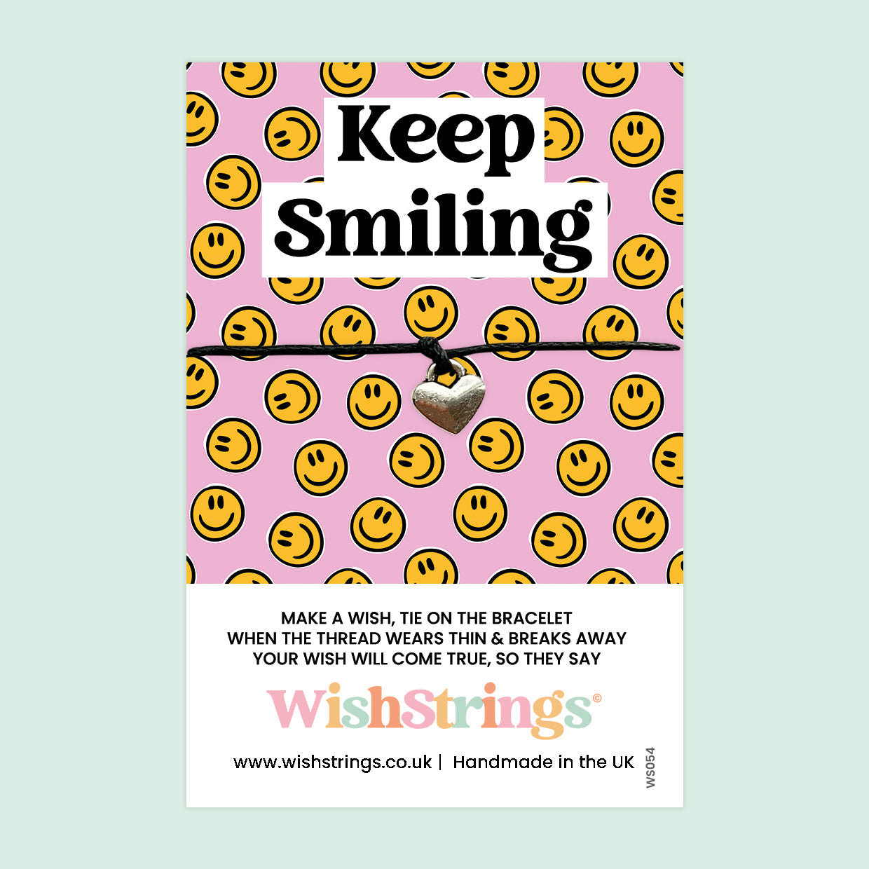 WishStrings ‘Keep Smiling’ Wish Bracelet | Uplifting Positivity Gift | Meaningful Bracelet for Encouragement Through Tough Times