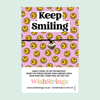 WishStrings ‘Keep Smiling’ Wish Bracelet | Uplifting Positivity Gift | Meaningful Bracelet for Encouragement Through Tough Times