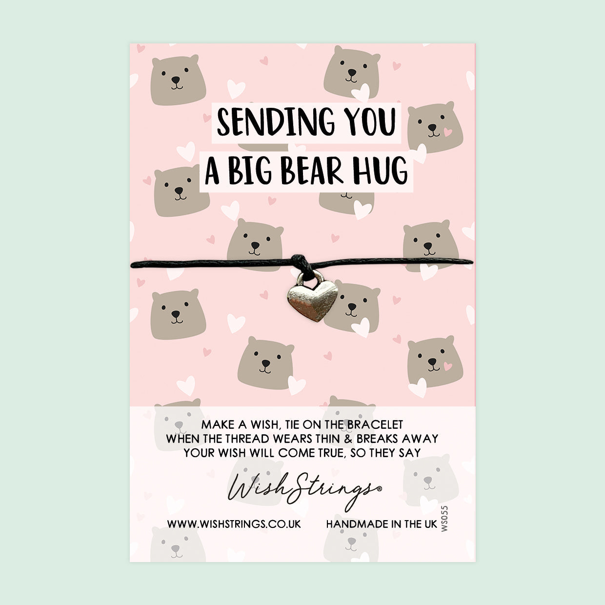 WishStrings ‘Sending You a Big Bear Hug’ Wish Bracelet | Thoughtful Support Gift | Meaningful Wish Bracelet for Comfort & Hugs