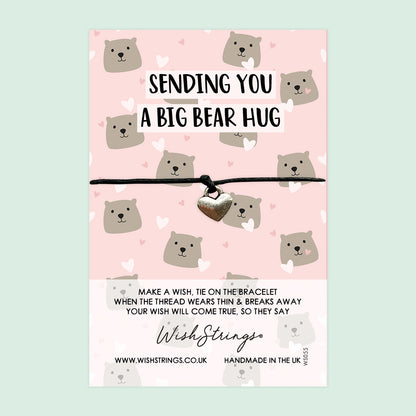 WishStrings ‘Sending You a Big Bear Hug’ Wish Bracelet | Thoughtful Support Gift | Meaningful Wish Bracelet for Comfort & Hugs