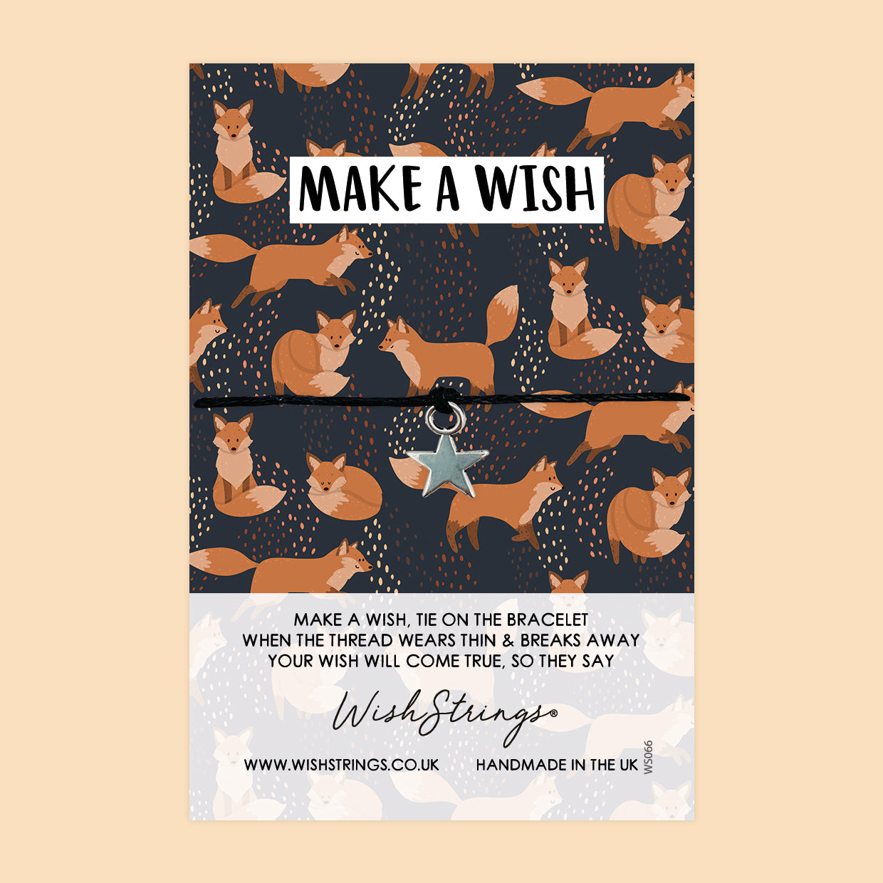 WishStrings Fox Pattern Wish Bracelet | Cute Positivity Gift | Meaningful Make a Wish Bracelet for Encouragement & Joy