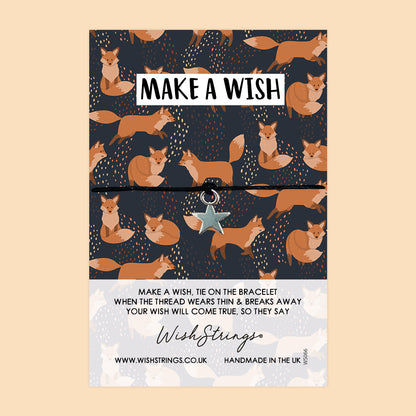 WishStrings Fox Pattern Wish Bracelet | Cute Positivity Gift | Meaningful Make a Wish Bracelet for Encouragement & Joy