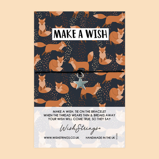 WishStrings Fox Pattern Wish Bracelet | Cute Positivity Gift | Meaningful Make a Wish Bracelet for Encouragement & Joy